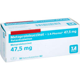 Abbildung: Metoprololsuccinat-1A Phar.47,5 Retardtabletten 50 St, Retard-Tabletten PZN 17614545