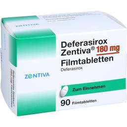 Abbildung: Deferasirox Zentiva 180 mg Filmtabletten 90 St, Filmtabletten PZN 17618566