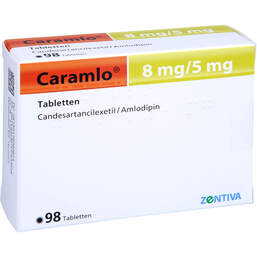 Abbildung: Caramlo 8 mg / 5 mg Tabletten 98 St, Tabletten PZN 17620267
