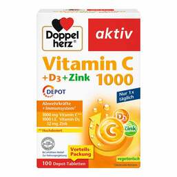 Abbildung: Doppelherz Vitamin C 1000 + D3 + Zink Depot Tabletten Tabletten, 100 St PZN 17620528