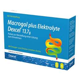 Abbildung: Macrogol plus Elektrolyte Dexcel 13,7 g Ple 10 St, Pulver zur Herstellung einer Lösung zum Einnehmen PZN 17620913
