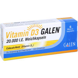 Abbildung: Vitamin D3 Galen 20.000 I.E. Weichkapseln 6 St, Weichkapseln PZN 17622786