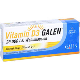 Abbildung: Vitamin D3 Galen 25.000 I.E. Weichkapseln 6 St, Weichkapseln PZN 17622800