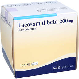 Abbildung: Lacosamid beta 200 mg Filmtabletten 168 St, Filmtabletten PZN 17623082