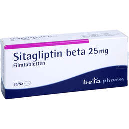 Abbildung: Sitagliptin beta 25 mg Filmtabletten 56 St, Filmtabletten PZN 17623159
