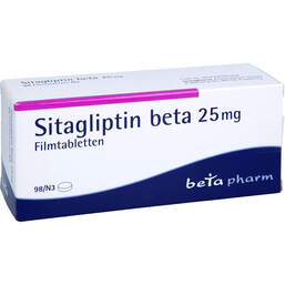 Abbildung: Sitagliptin beta 25 mg Filmtabletten 98 St, Filmtabletten PZN 17623165