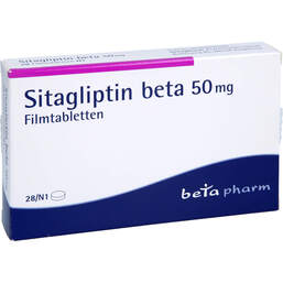 Abbildung: Sitagliptin beta 50 mg Filmtabletten 28 St, Filmtabletten PZN 17623171