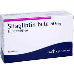 Abbildung: Sitagliptin beta 50 mg Filmtabletten 98 St, Filmtabletten PZN 17623194