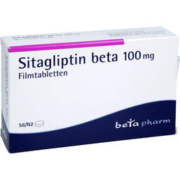 Abbildung: Sitagliptin beta 100 mg Filmtabletten 56 St, Filmtabletten PZN 17623219