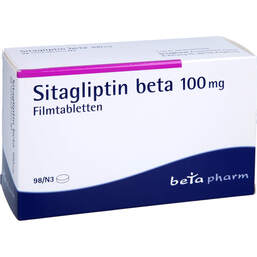 Abbildung: Sitagliptin beta 100 mg Filmtabletten 98 St, Filmtabletten PZN 17623225