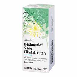 Abbildung: Desloranio 5 mg Filmtabletten 100 St, Filmtabletten PZN 17627275