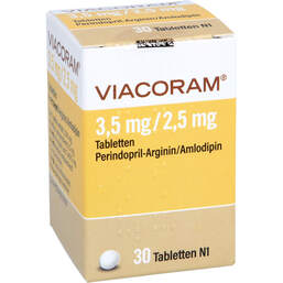 Abbildung: Viacoram 3,5 mg / 2,5 mg Tabletten 30 St, Tabletten PZN 17627499