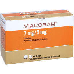 Abbildung: Viacoram 7 mg / 5 mg Tabletten 90 St, Tabletten PZN 17627536