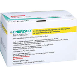Abbildung: Enerzair Breezhaler 114µg / 46µg / 136µg Hkp.P.z.Inh. 90 St, Hartkapseln mit Pulver zur Inhalation PZN 17629216