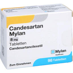 Abbildung: Candesartan Mylan 8 mg Tabletten 98 St, Tabletten PZN 17629297