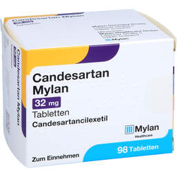 Abbildung: Candesartan Mylan 32 mg Tabletten 98 St, Tabletten PZN 17629311