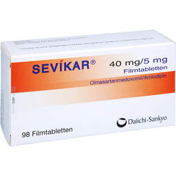 Abbildung: Sevikar 40 mg / 5 mg Filmtabletten 98 St, Filmtabletten PZN 17635636