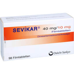Abbildung: Sevikar 40 mg / 10 mg Filmtabletten 98 St, Filmtabletten PZN 17635642