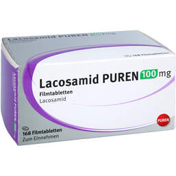 Abbildung: Lacosamid Puren 100 mg Filmtabletten 168 St, Filmtabletten PZN 17636860