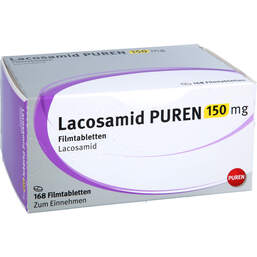 Abbildung: Lacosamid Puren 150 mg Filmtabletten 168 St, Filmtabletten PZN 17636908