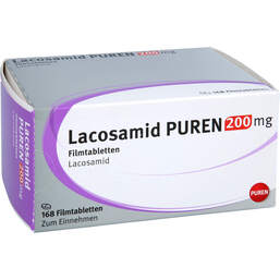 Abbildung: Lacosamid Puren 200 mg Filmtabletten 168 St, Filmtabletten PZN 17636920