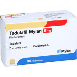 Abbildung: Tadalafil Mylan 5 mg Filmtabletten 84 St, Filmtabletten PZN 17637115