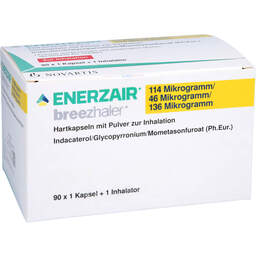 Abbildung: Enerzair Breezhaler 114µg / 46µg / 136µg Hkp.P.z.Inh. 90 St, Hartkapseln mit Pulver zur Inhalation PZN 17638103