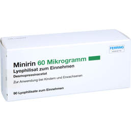 Abbildung: Minirin 60 Mikrogramm Lyophilisat zum Einnehmen 90 St, Schmelztabletten PZN 17638304