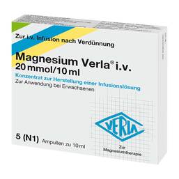 Abbildung: Magnesium Verla i.v. 20 mmol/10 ml K. z. H. einer Infusionslsg 5 St, Infusionslösungskonzentrat PZN 17638787