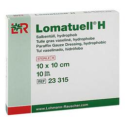 Abbildung: Lomatuell H Salbentüll 10x10 cm steril 10 St, Verband PZN 17639812