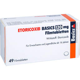 Abbildung: Etoricoxib Basics 120 mg Filmtabletten 49 St, Filmtabletten PZN 17668601