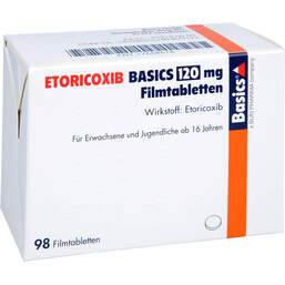 Abbildung: Etoricoxib Basics 120 mg Filmtabletten 98 St, Filmtabletten PZN 17668618