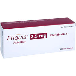 Abbildung: Eliquis 2,5 mg Filmtabletten 60 St, Filmtabletten PZN 17669411
