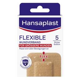 Abbildung: Hansaplast FLEXIBLE Wundverband 6x9 cm Strips 5 St, Pflaster PZN 17757405