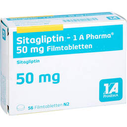 Abbildung: Sitagliptin-1A Pharma 50 mg Filmtabletten 56 St, Filmtabletten PZN 17816237