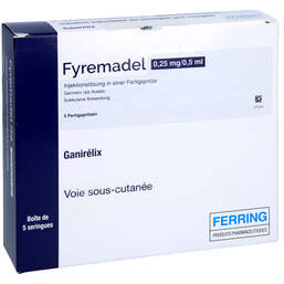 Abbildung: Fyremadel 0,25 mg / 0,5 ml Injektionslösung in einer Fertigspritze 5 St, Injektionslösung in einer Fertigspritze PZN 17816935