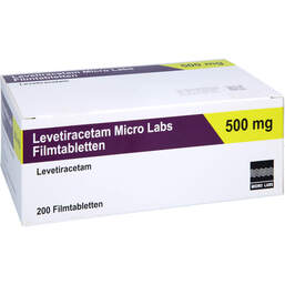 Abbildung: Levetiracetam Micro Labs 500 mg Filmtabletten 200 St, Filmtabletten PZN 17819342