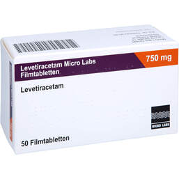 Abbildung: Levetiracetam Micro Labs 750 mg Filmtabletten 50 St, Filmtabletten PZN 17819359