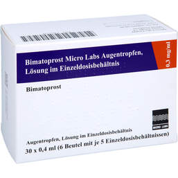 Abbildung: Bimatoprost Micro Labs 0,3 mg / ml Atr Lösung Einzeldos 30X0.4 ml, Augentropfen PZN 17821528