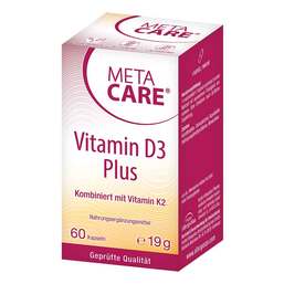 Abbildung: Meta Care Vitamin D3 Plus 10.000 I.E + 80 µg K2 Kapseln Kapseln, 60 St PZN 17822516
