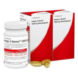 Abbildung: Omega-3 biomo 1.000 mg Weichkapseln 56 St, Weichkapseln PZN 17825549