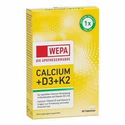Abbildung: Wepa Calcium + D3 + K2 Tabletten 30 St, Tabletten PZN 17830361