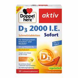 Abbildung: Doppelherz D3 2000 I.E. Sofort Schmelztabletten Schmelztabletten, 30 St PZN 17841198