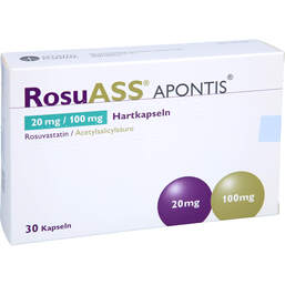 Abbildung: Rosuass Apontis 20 mg / 100 mg Hartkapseln 30 St, Hartkapseln PZN 17841608