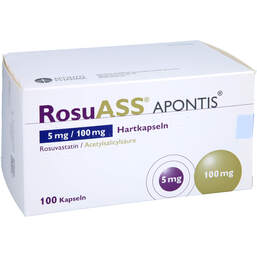 Abbildung: Rosuass Apontis 5 mg / 100 mg Hartkapseln 100 St, Hartkapseln PZN 17841620