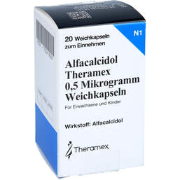 Abbildung: Alfacalcidol Theramex 0,5 Mikrogramm Weichkapseln 20 St, Weichkapseln PZN 17841838