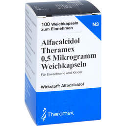 Abbildung: Alfacalcidol Theramex 0,5 Mikrogramm Weichkapseln 100 St, Weichkapseln PZN 17841850