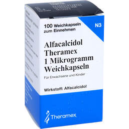 Abbildung: Alfacalcidol Theramex 1 Mikrogramm Weichkapseln 100 St, Weichkapseln PZN 17841896