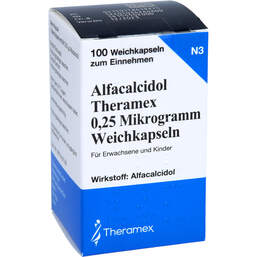 Abbildung: Alfacalcidol Theramex 0,25 Mikrogramm Weichkapseln 100 St, Weichkapseln PZN 17841927