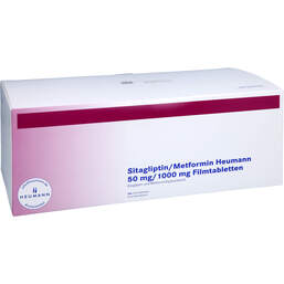 Abbildung: Sitagliptin / Metformin Heumann 50 mg / 1000 mg Fta 196 St, Filmtabletten PZN 17844110